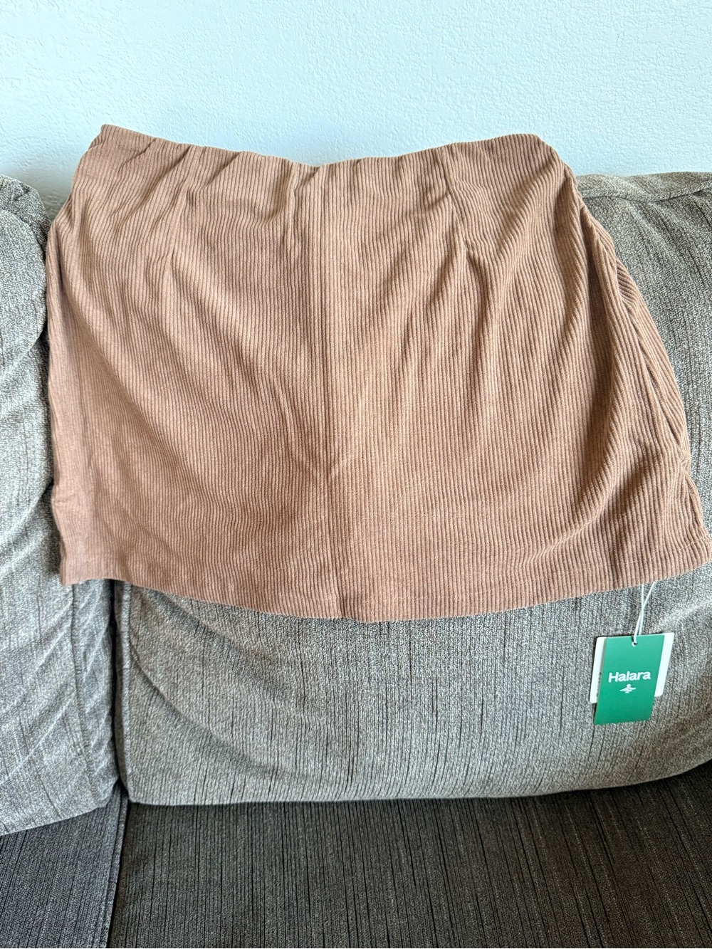 HALARA Corduroy Mini Skirt in Camel Brown
